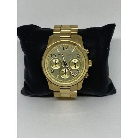 Michael Kors MK5055 Unisex Gold Stainless Steel Analog Dial Quartz Watch UC751 - Picture 1 of 12